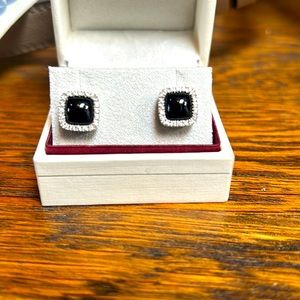 Onyx and diamond earrings